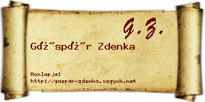 Gáspár Zdenka névjegykártya